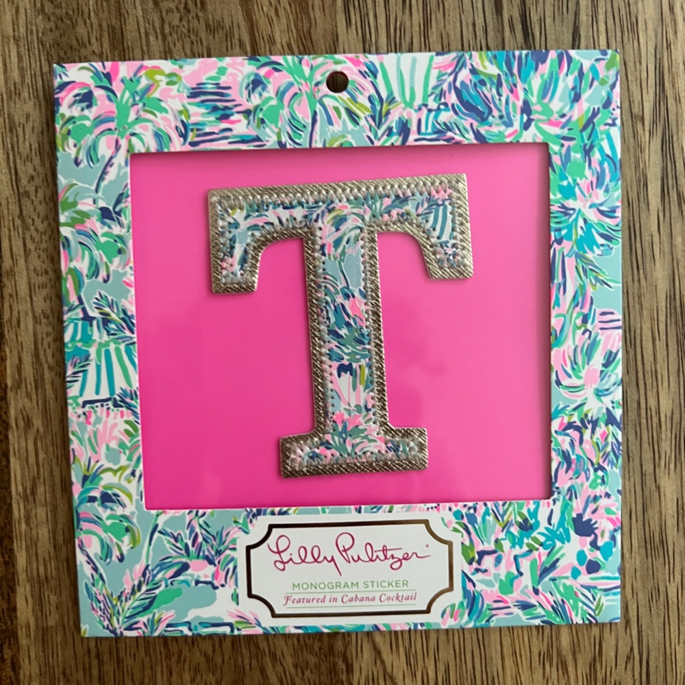 Lilly Pulitzer monogram sticker letter T NWT